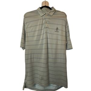 F&G Tech Golf Polo Shirt Men's Light Blue Striped The Legacy Sz Large